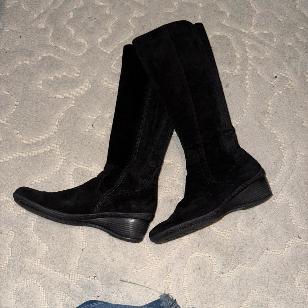 Aquatalia Black Over the Knee Boots Sleek Suede Design